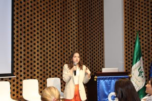 Isabella Maldonado, UVG student, presents the results of her project for Atkinson's Candy Company.